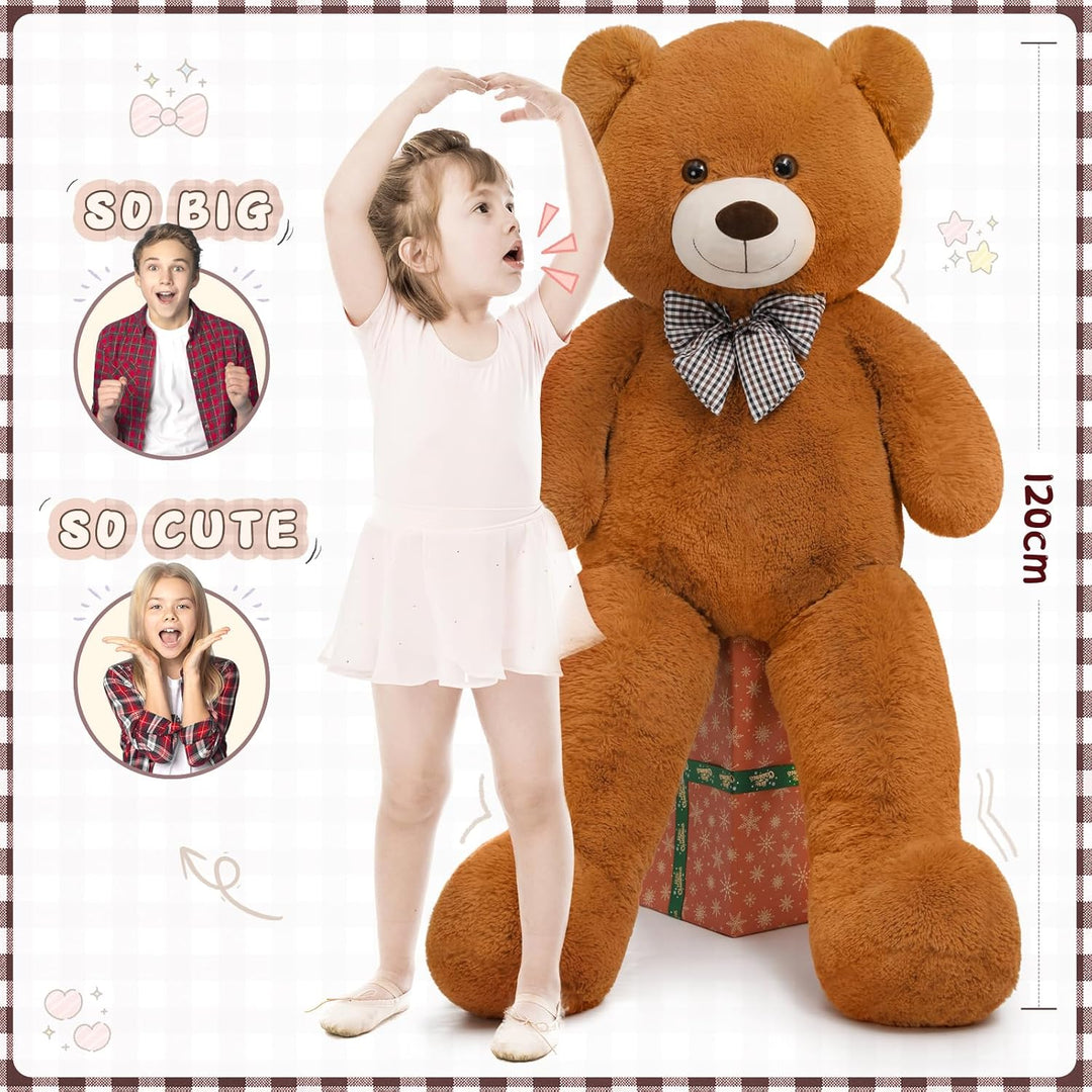 MorisMos 120cm Riesen Teddy, Teddybär Gross XXL Kuscheltier Stofftier, Braun Stuffed Toy Bear,Kusche