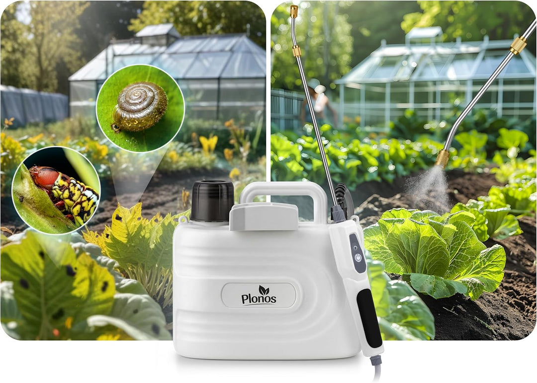 Drucksprüher Akku 5 l - Gartenspritze mit Verstellbarer Messingdüse, 77 cm Lanze und PE-Tank - zum B