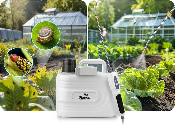 Drucksprüher Akku 5 l - Gartenspritze mit Verstellbarer Messingdüse, 77 cm Lanze und PE-Tank - zum B