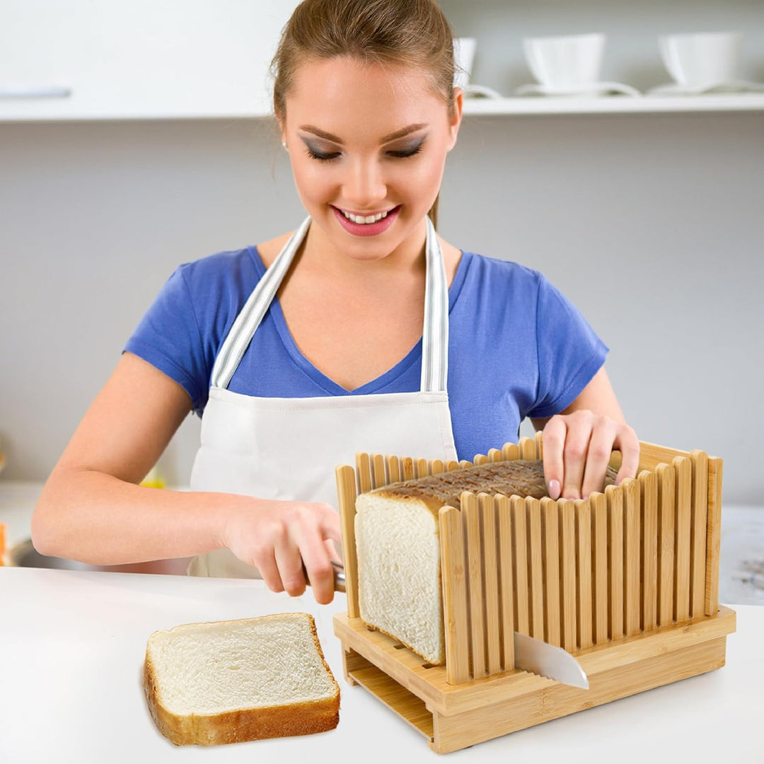 Weenkler Bambus-Brotschneidemaschine, verstellbare Brotschneidemaschine, Brotschneidehilfe für selbs