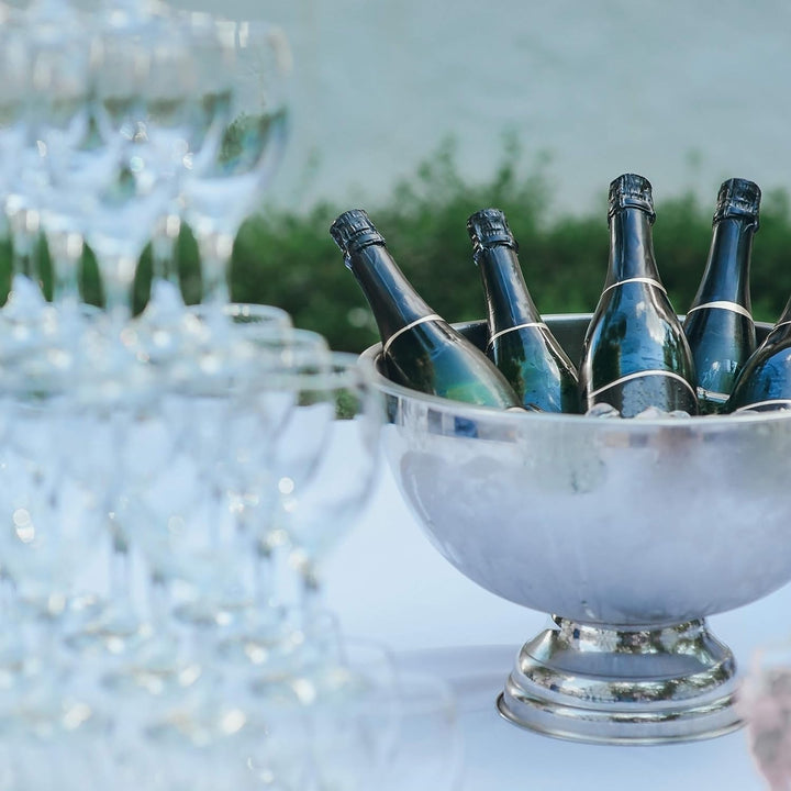 Relaxdays Sektkühler Schale, XXL Eiswürfelbehälter für Wein, Champagner, Edelstahl, Getränkekühler D