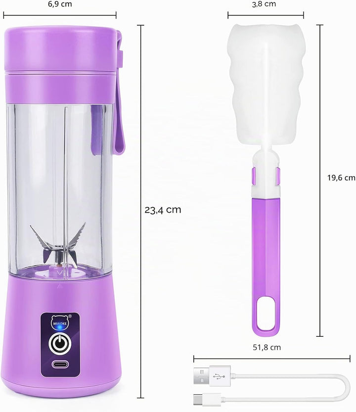 MIAOKE Tragbarer Mixer, Persönlicher Mini-Saftmixer mit Sechs Klingen in 3D, über USB aufladbar, Ent