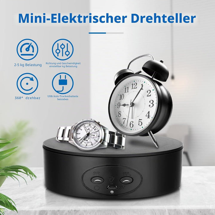 Drehteller Elektrisch, 13CM 5KG Automatische Drehplattform 360° Drehbar Ständer Elektrischer drehtel