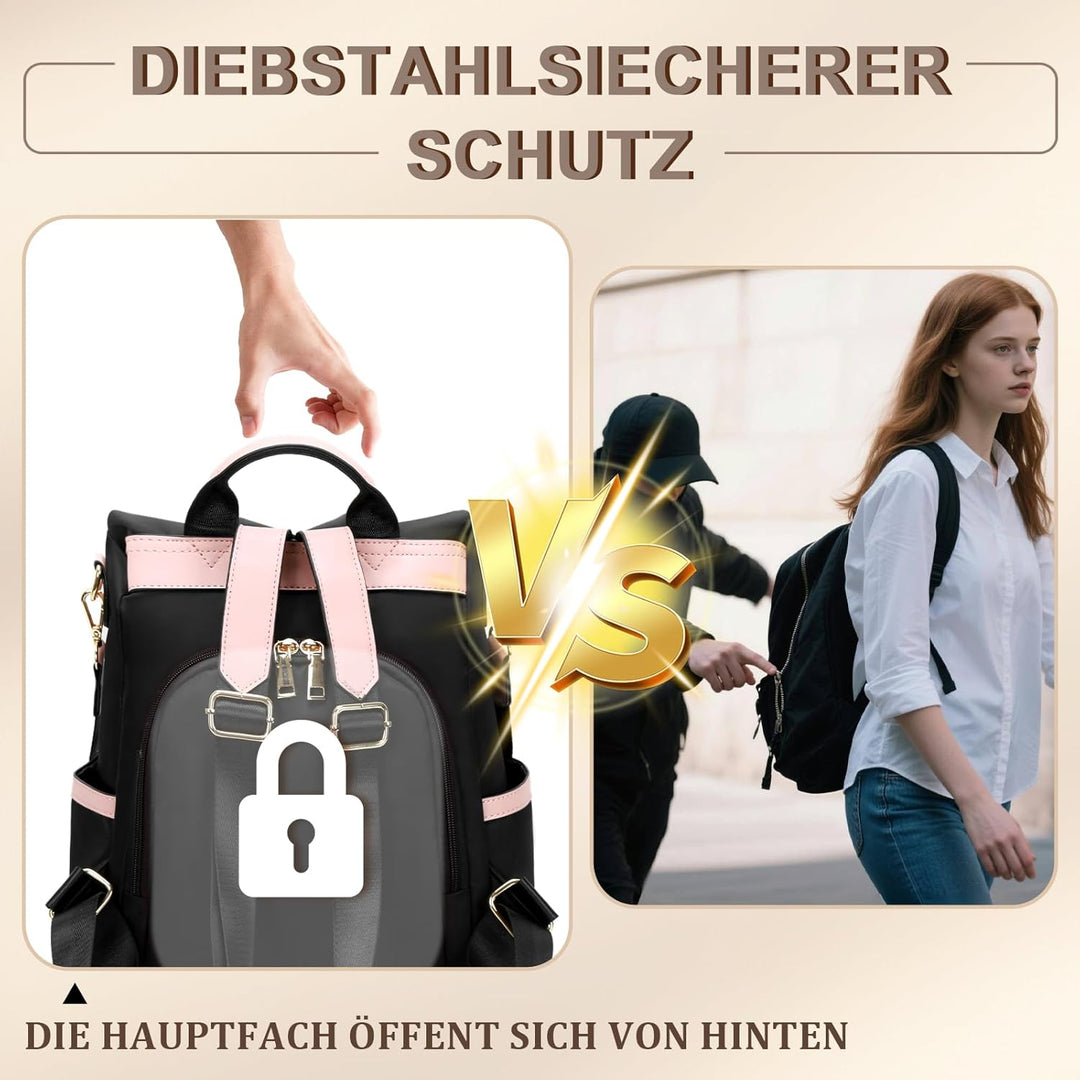Leathario Damen Rucksack klein，Rucksack Anti Diebstahl，Rusack für Mädchen Und Fraun，Cityrucksack Mod