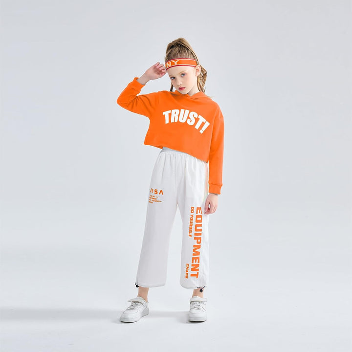 LOLANTA Mädchen Hip Hop Kleidung, Street Dance Outfit, Hoodie, Joggerhose Kinder Trainingsanzug Set