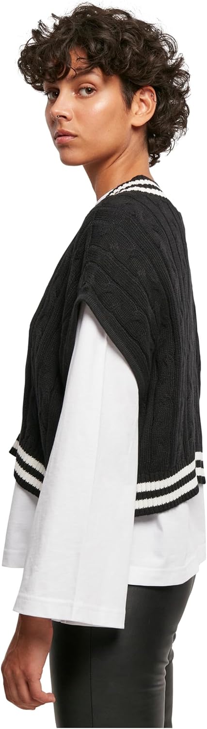 Urban Classics Ladies Cropped Knit College Slipover, stylischer Strickpullunder für Damen im College