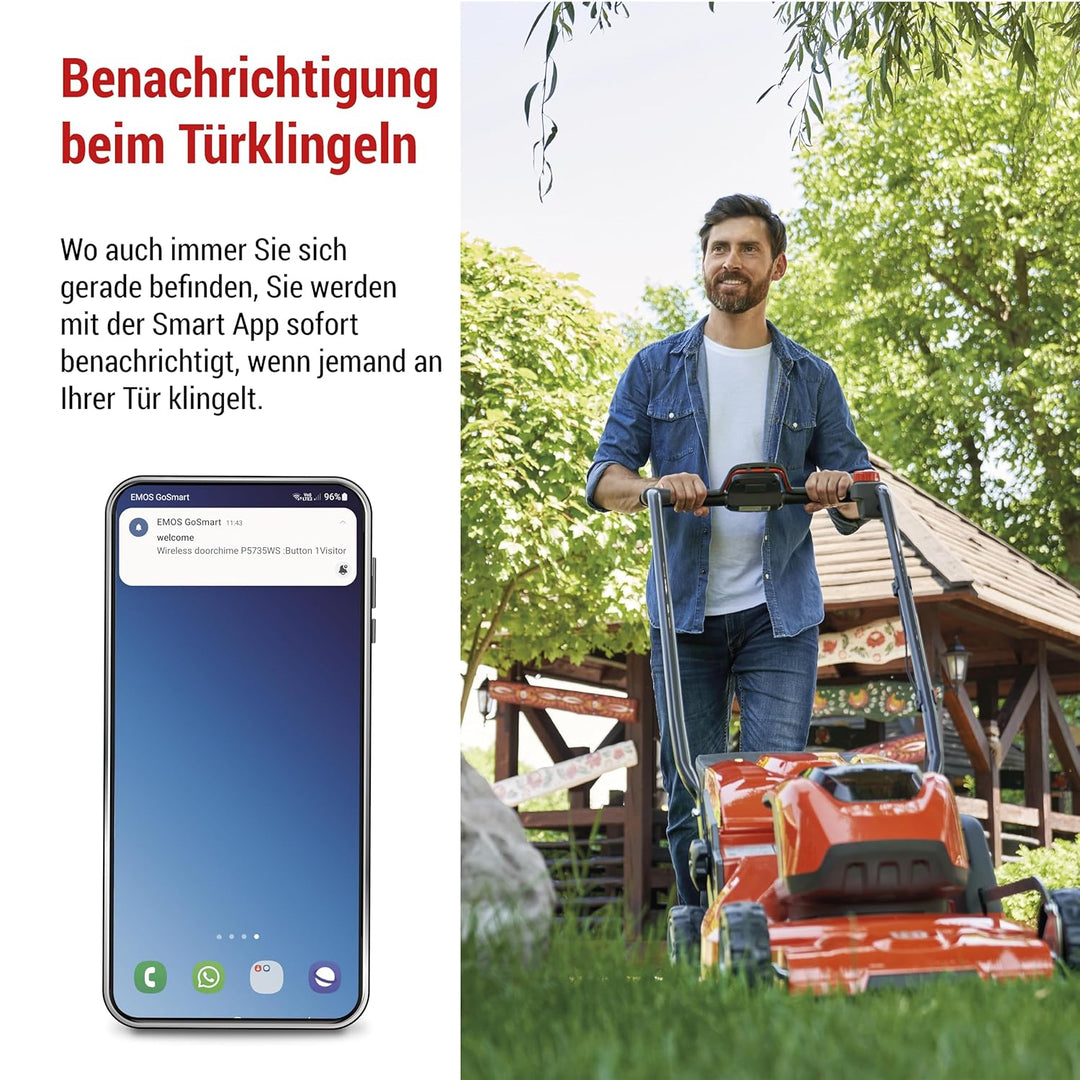 EMOS GoSmart - Smart Home Funkklingel/Türklingel Set mit App - WiFi - kabellos, 52 Melodien, 150m Re