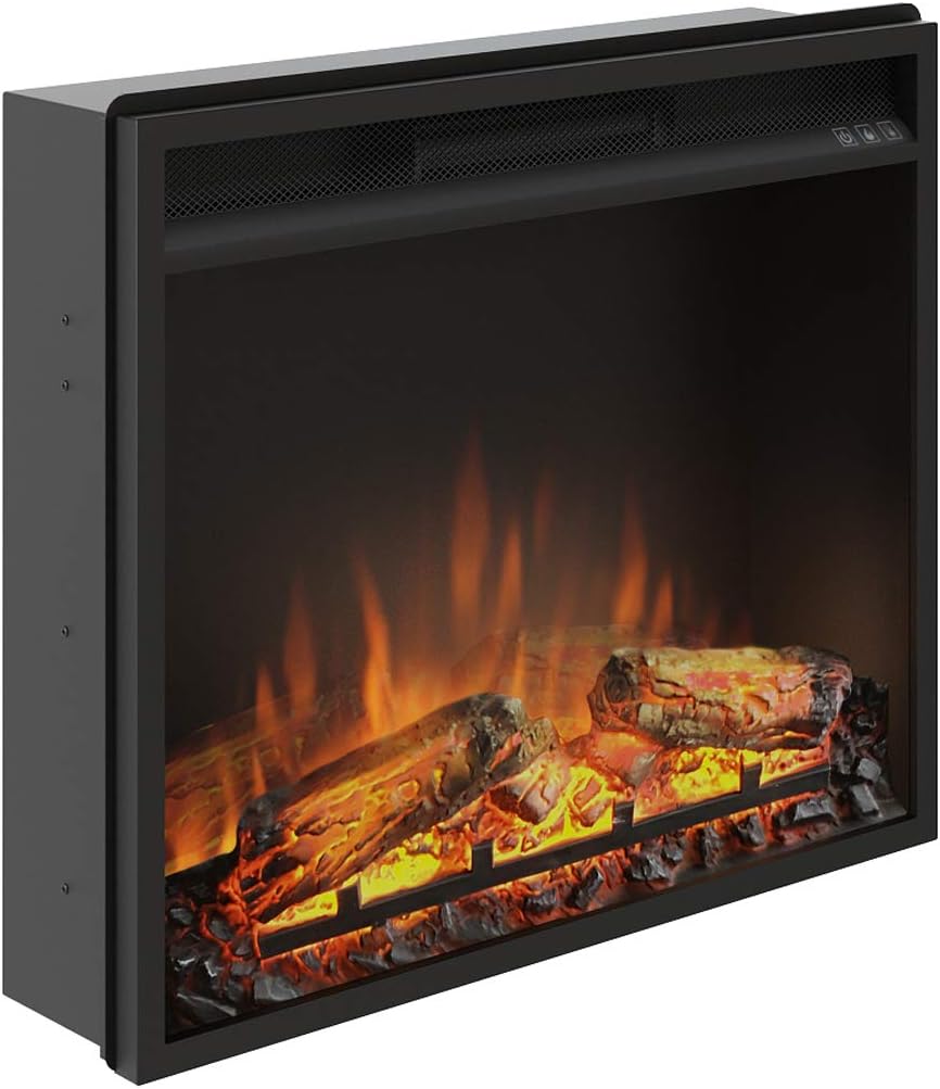 TAGU 23 Zoll PowerFlame Einbau Elektrokamin, In Wand oder Kamin einbauen, 1500W Heizung, 7-Tage Prog