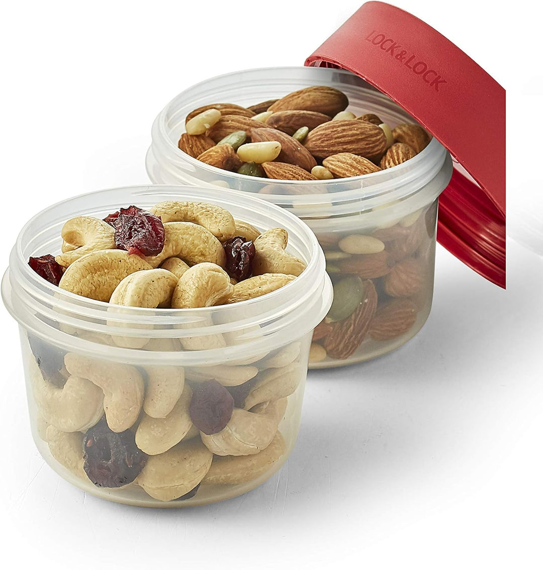Lock & Lock Two-Way Müsli-to-go-Becher aus Kunststoff – 3er Vorratsdosen Set – Kleine Lunchbox mit S
