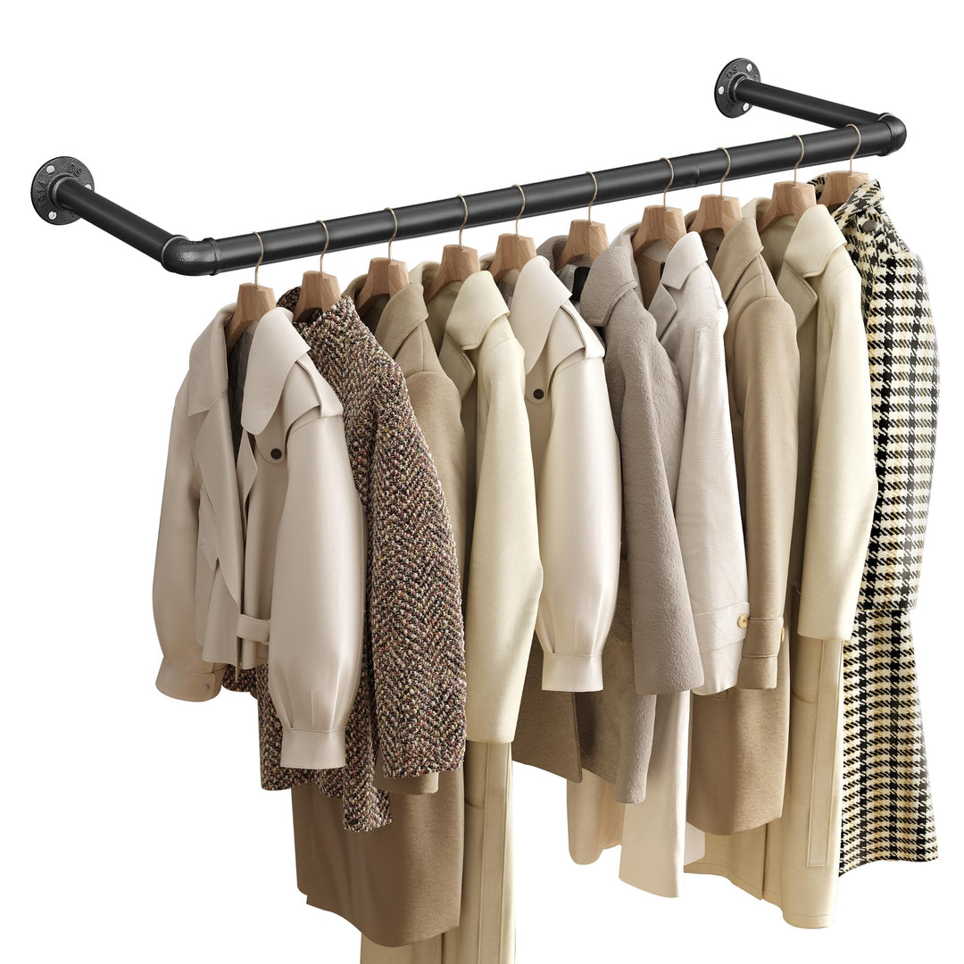 SONGMICS Wandgarderobe, Kleiderstangen für Kleidung aus Industrierohren, platzsparend, 92 x 30 x 7,5