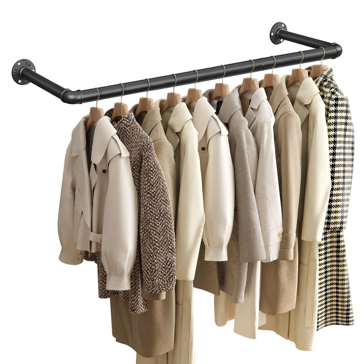 SONGMICS Wandgarderobe, Kleiderstangen für Kleidung aus Industrierohren, platzsparend, 92 x 30 x 7,5