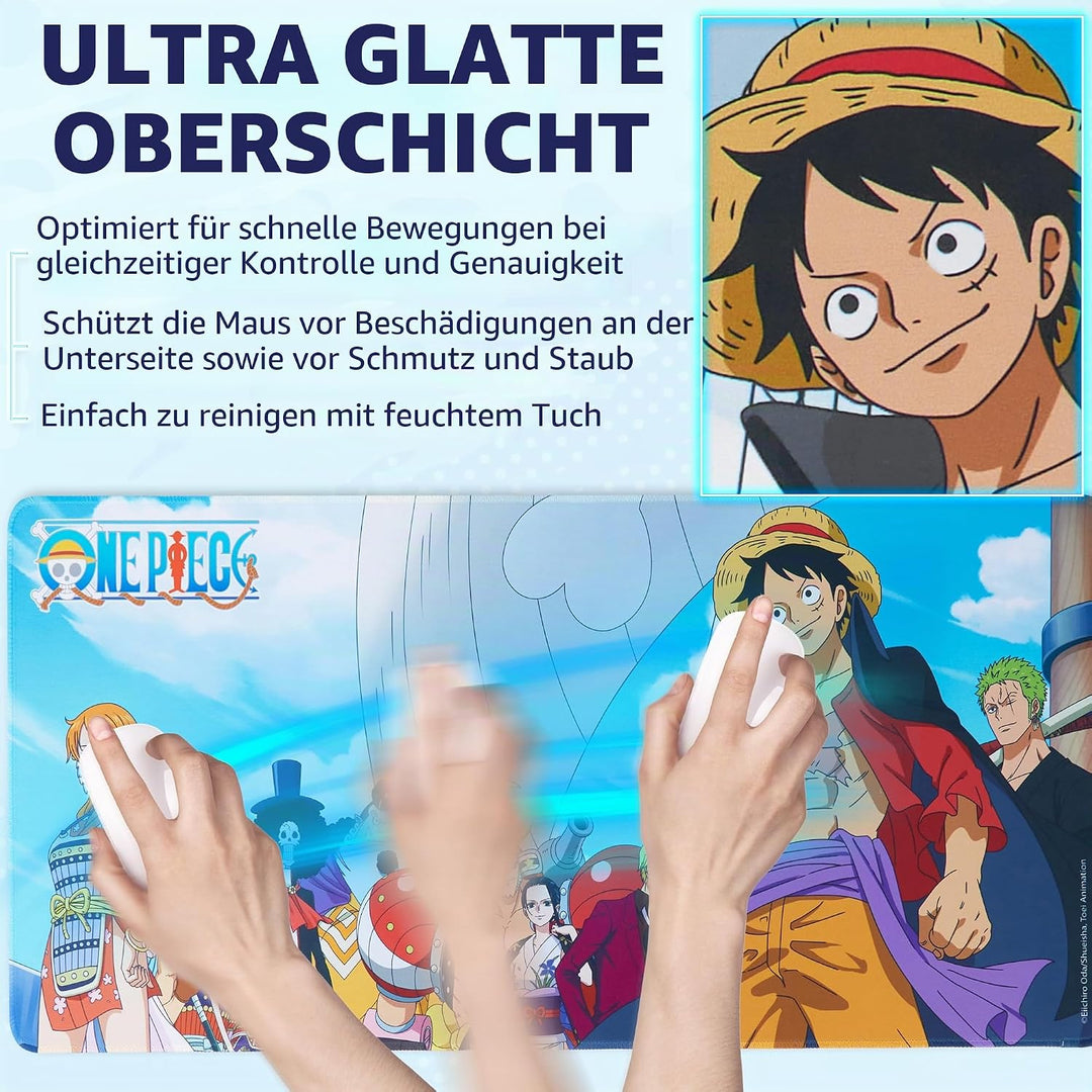 One Piece Mauspad XXL 80x35 cm, Schreibtischunterlage Gross, PC Mousepad Gaming rutschfest Schreibti