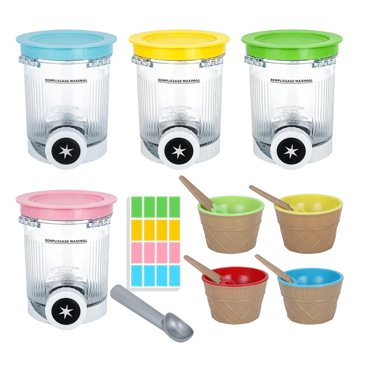 Eismaschine Eiskaltes Set mit 4 Behältern, 4 Eistassen & 1 Schaufel | Ninja Creami BehäLter Creami S