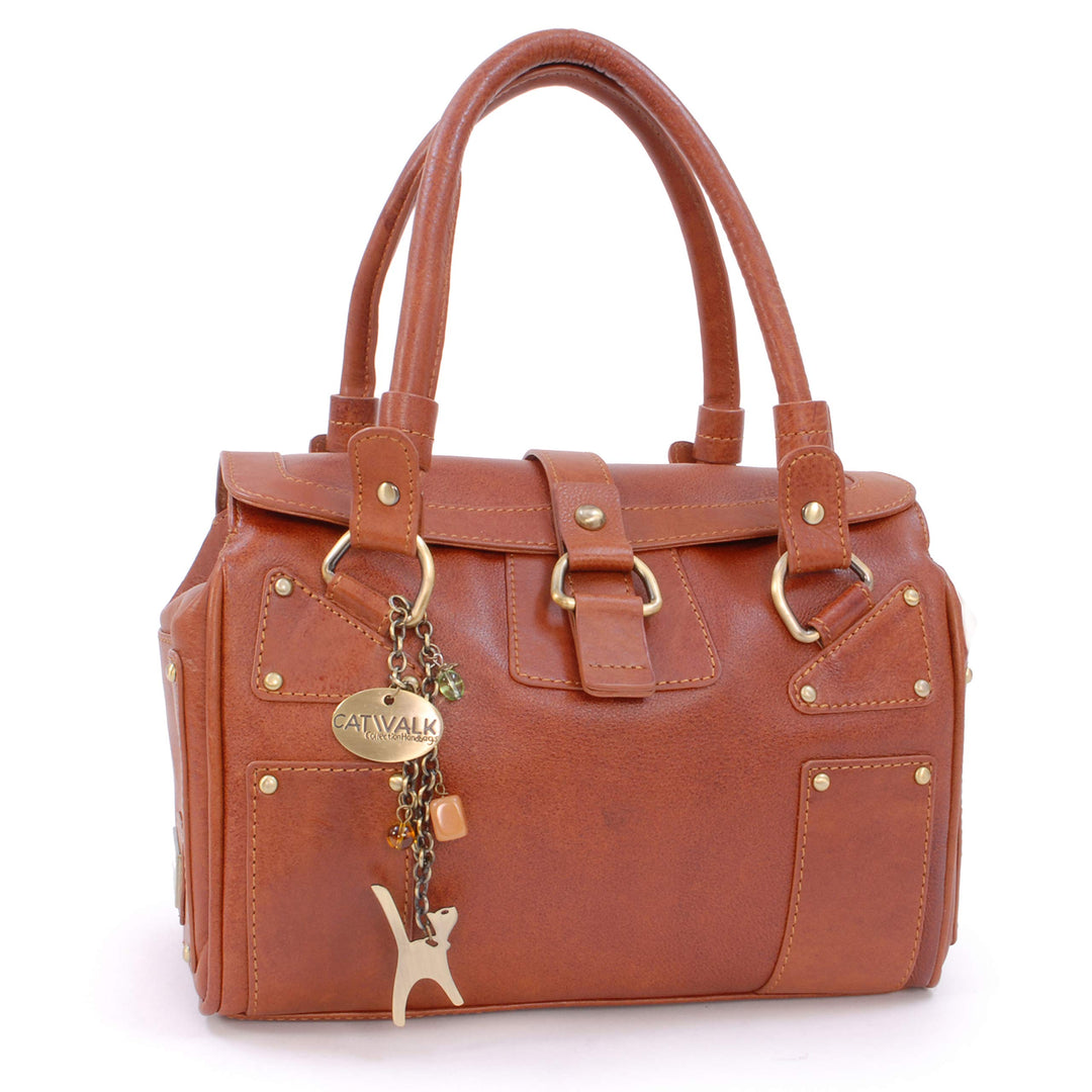 Catwalk Collection Handbags - Leder - Umhängetasche/Ledertragetasche/Henkeltasche - CLAUDIA Hellbrau