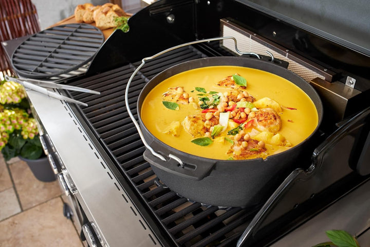 RÖSLE VARIO Dutch Oven, Hochwertiger Dutch Oven aus emailliertem Gusseisen, Deckel als Pfanne einset