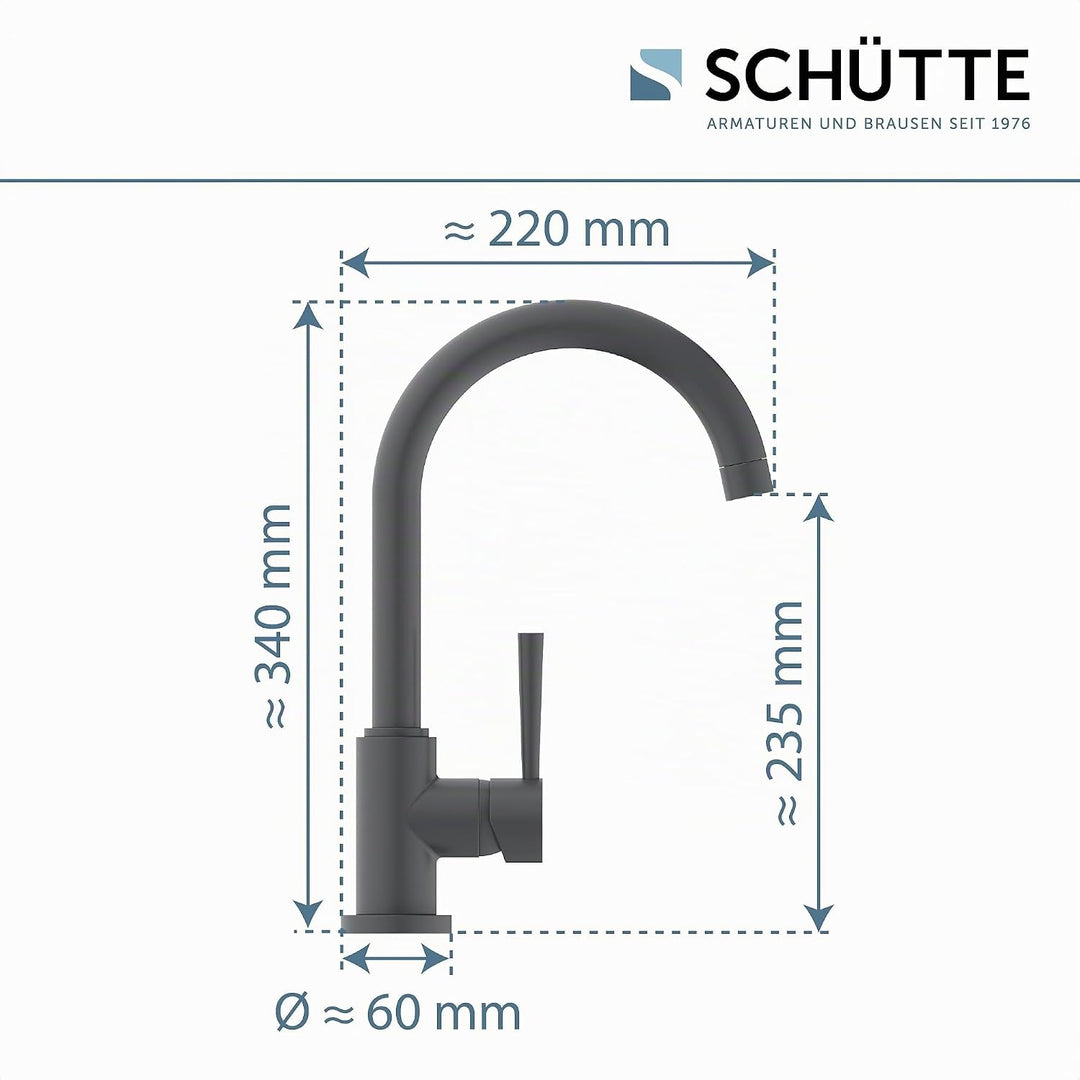SCHÜTTE 79164 Küchenarmatur Cornwall, 360 Grad schwenkbarer Wasserhahn Küche, Mischbatterie für die