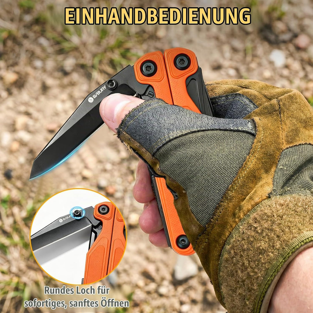BIBURY 25-in-1 Multitool Multifunktionszange, YG12 Hartmetall-Schneide, G10-Griff, 3Cr13 Edelstahl,