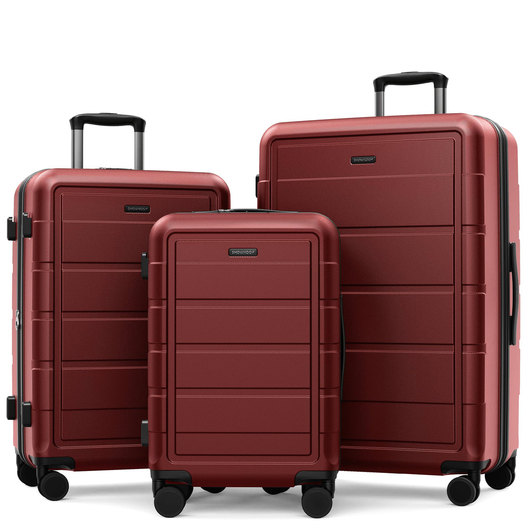 SHOWKOO Kofferset 3 Teilig Hartschale Leicht ABS+PC Erweiterbar Reisekoffer Haltbar Trolley Handgepä