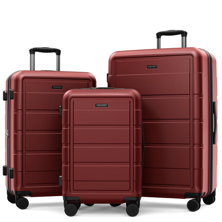 SHOWKOO Kofferset 3 Teilig Hartschale Leicht ABS+PC Erweiterbar Reisekoffer Haltbar Trolley Handgepä