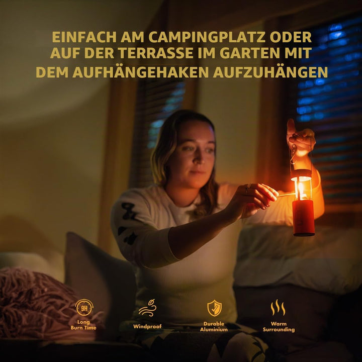 UCO Kerzenlaterne aus Aluminium, pulverbeschichtet, Vulkan, 6,5 Zoll, Lange Brenndauer, Winddicht, V