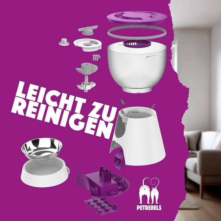 Petrebels Futterautomat Katze, Programmierbar, Mit Sprachaufnahme, 4 Liter, Touchscreen, Food-Expres