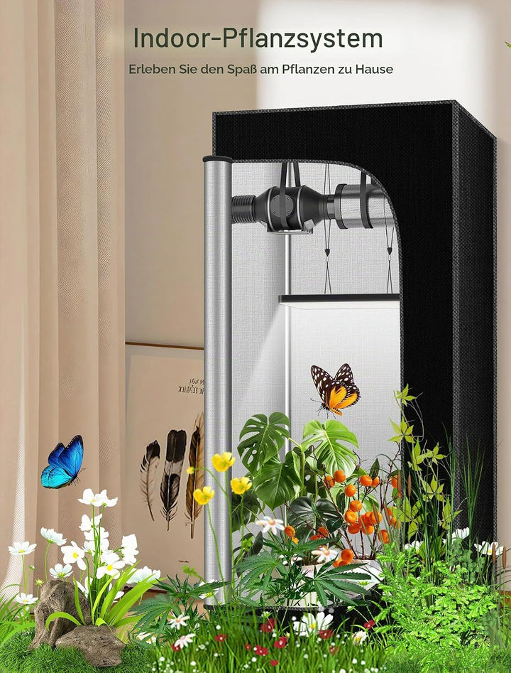 Komplettes Growzelt Set, 90x90x180cm Growbox, Growzelt-System mit 100W LED-Wachstumslicht, automatis