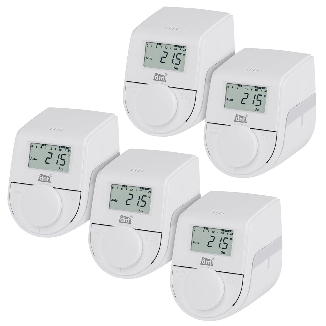 DNT 5er-Set Heizkörperthermostat ThermoTune, Stand-Alone, ca. 4 Jahre Batterielaufzeit, 5er-Set