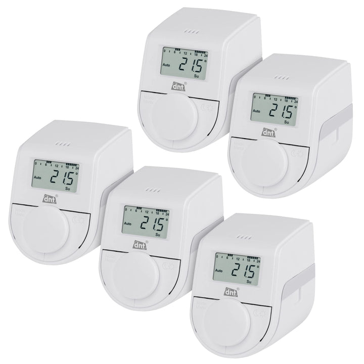 DNT 5er-Set Heizkörperthermostat ThermoTune, Stand-Alone, ca. 4 Jahre Batterielaufzeit, 5er-Set