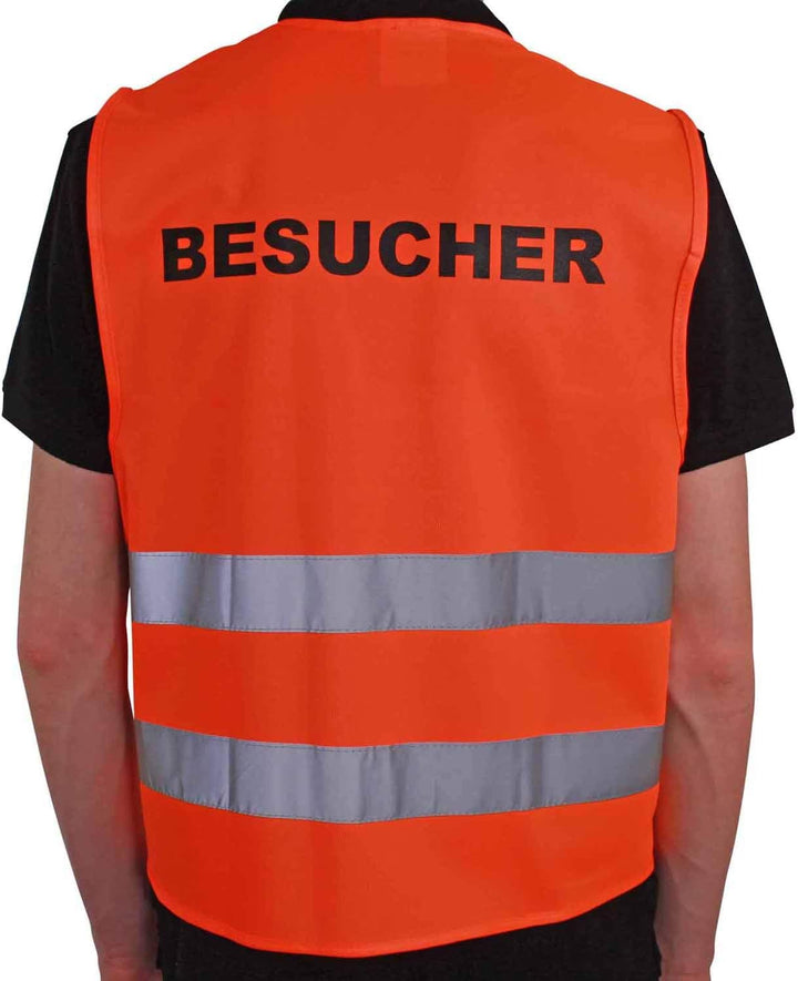 4business 5 Stück Kfz Qualitäts Warnweste BESUCHER orange EN ISO 20471 Klasse 2 für Erwachsene Unisi