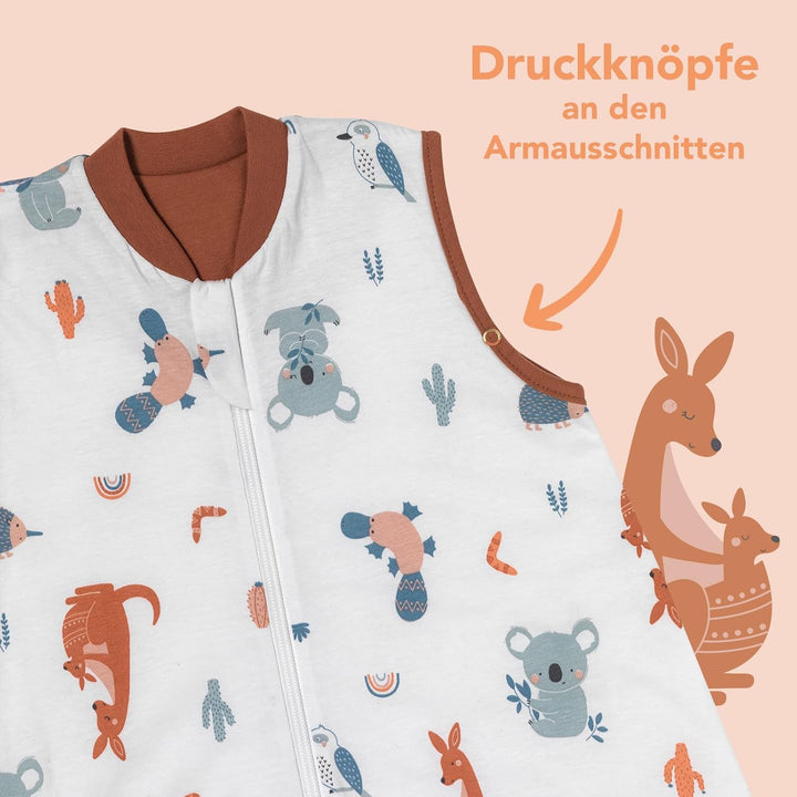 Schlummersack leicht gefütterter Babyschlafsack Frühjahr/Sommer 1.0 Tog für Mädchen und Jungs - in v