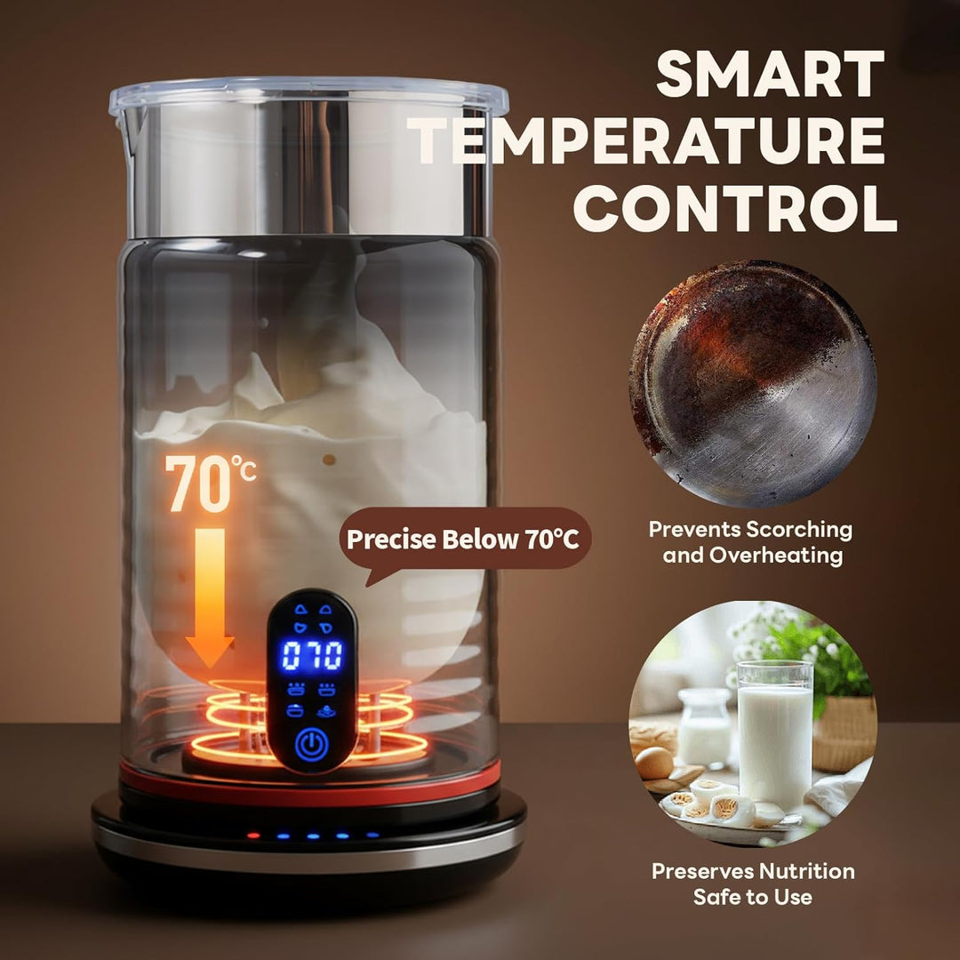 Milchschäumer Elektrisch 4 in 1, Milchaufschäumer Edelstahl 304 für Heisser Kalter Milchschaum, Milc