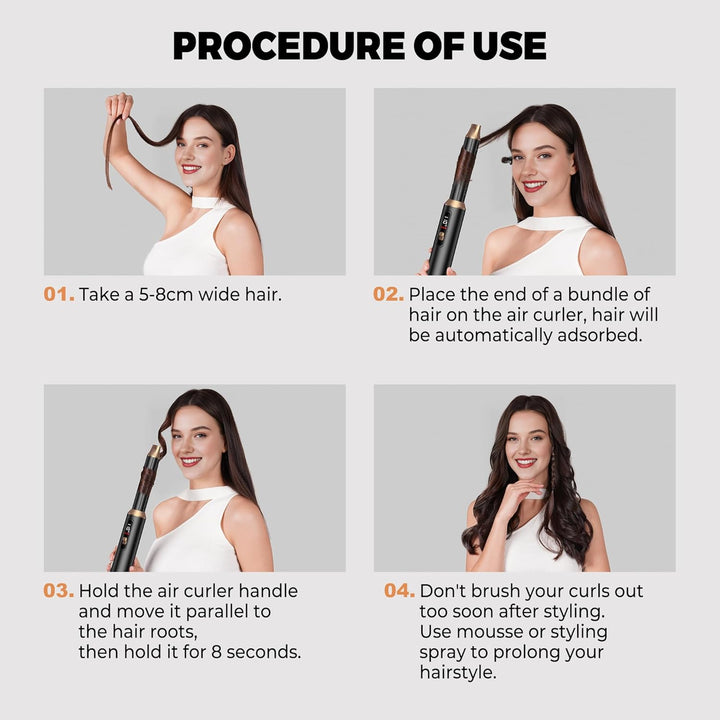 OKWRAP Hair Styler Set Hairstyler 5 in 1, LCD Haarstyler Airbrush Mit Rundbürstenföhn Haarstyler War