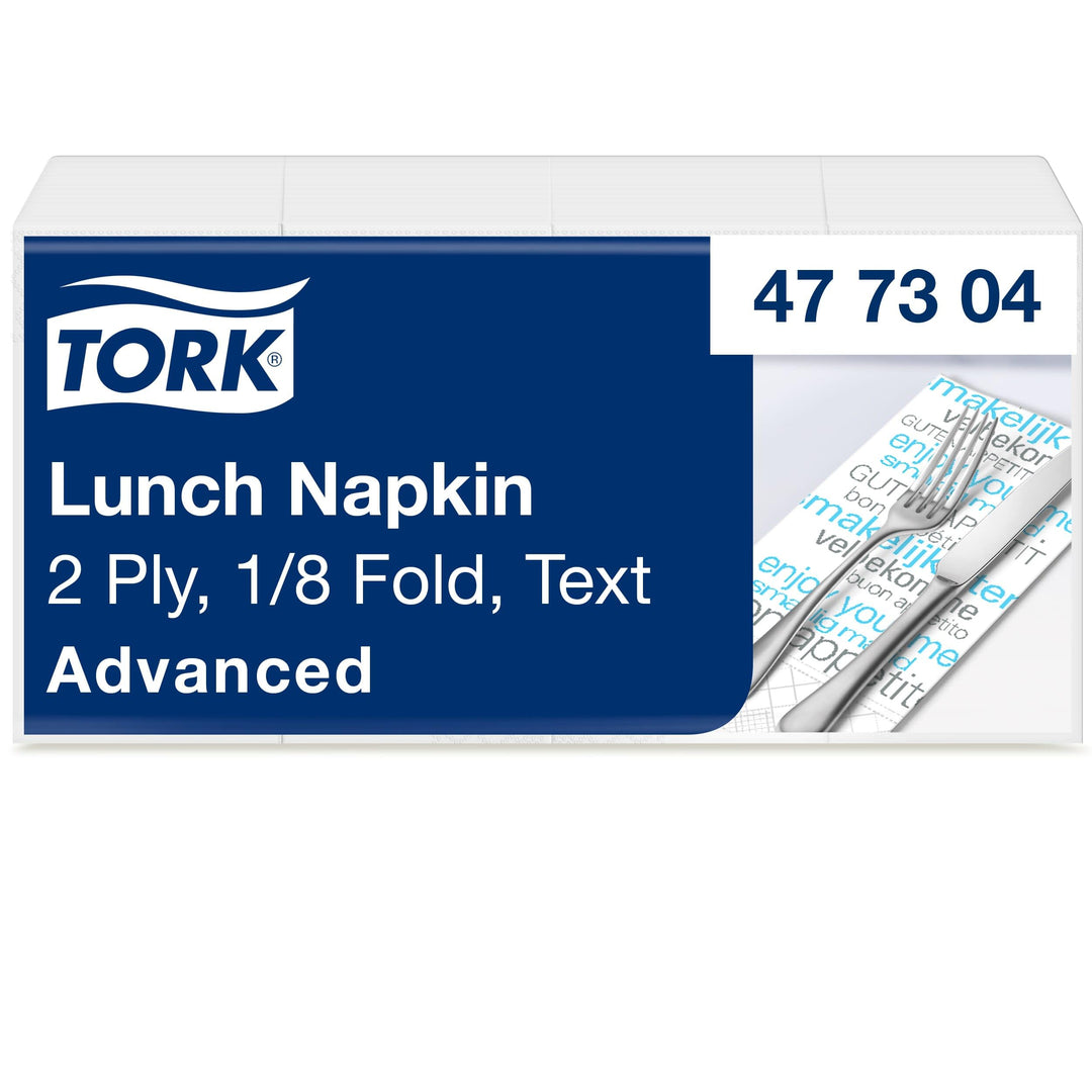 Tork 477304 Lunchservietten Text 1/8 gefaltet / 2-lagige Papierservietten für Snacks und kleine Geri