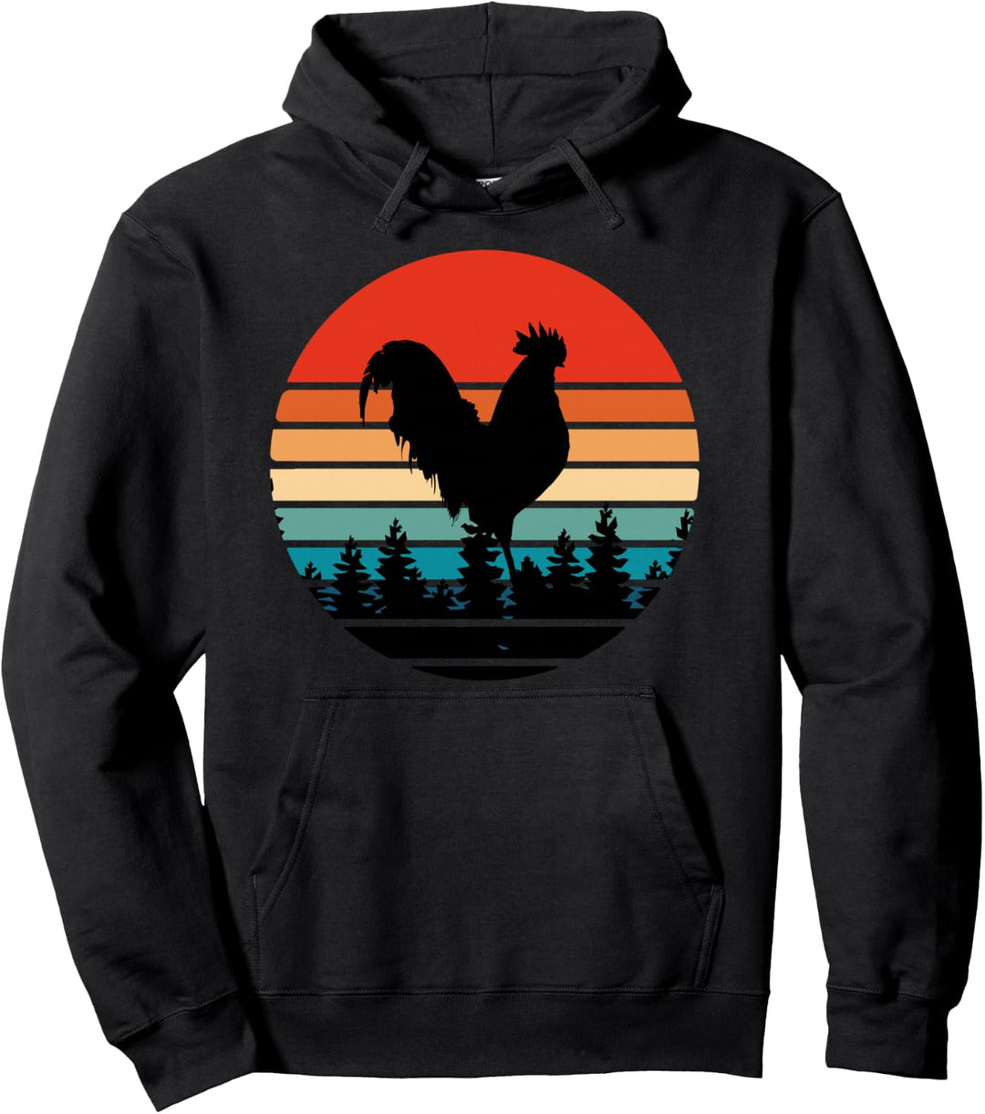 Retro Vintage Chicken Design Funny Farm Poultry Farmer Pullover Hoodie