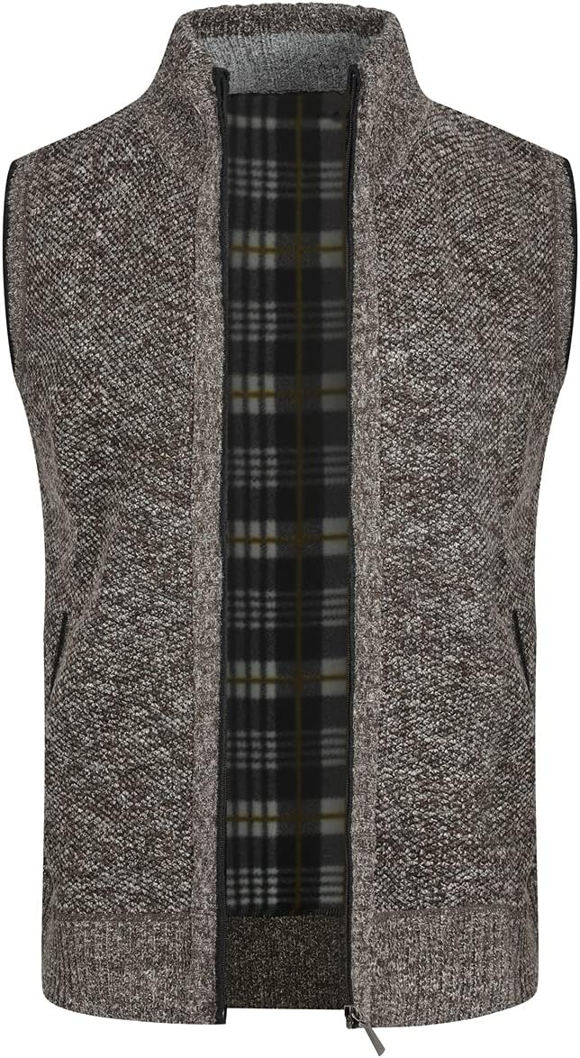 YOUTHUP Herren Weste Fleece Fütterung Winter Frühling Strickjacke Ärmellose Fleecejacke Stehkragen S