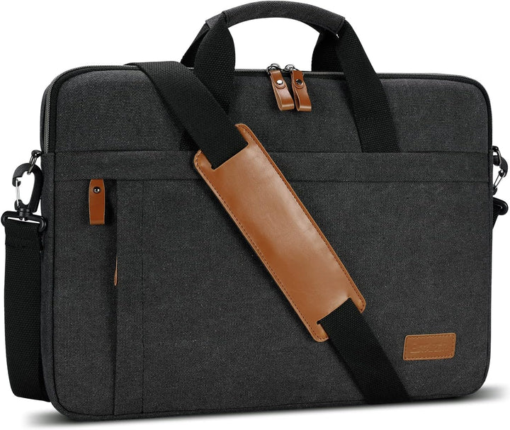 ESTARER Laptoptasche 15,6-17,3 Zoll, wasserabweisende Canvas-Computertasche für Herren, Dunkelgrau,