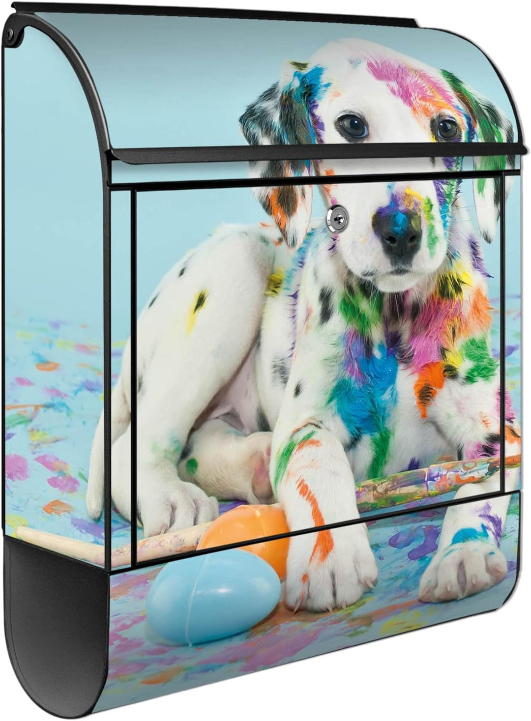 banjado® Design Briefkasten mit Motiv Bunter Dalmatiner 39x47x14cm &amp; 2 Schlüssel - Briefkasten Stahl