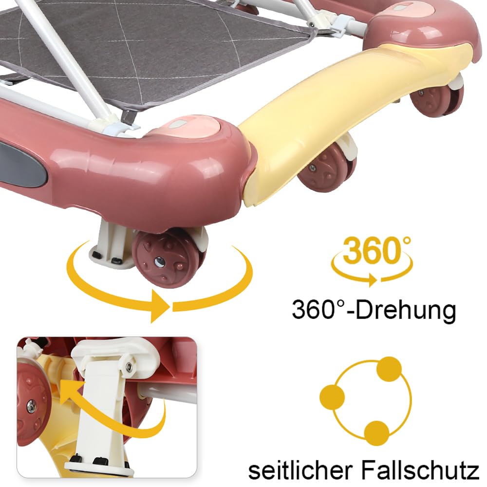 Lauflernhilfe für Babys, 4-in-1, Lauflernhilfe für Mädchen, Jungen, 6-18 Monate, Musikscheibe + hohe
