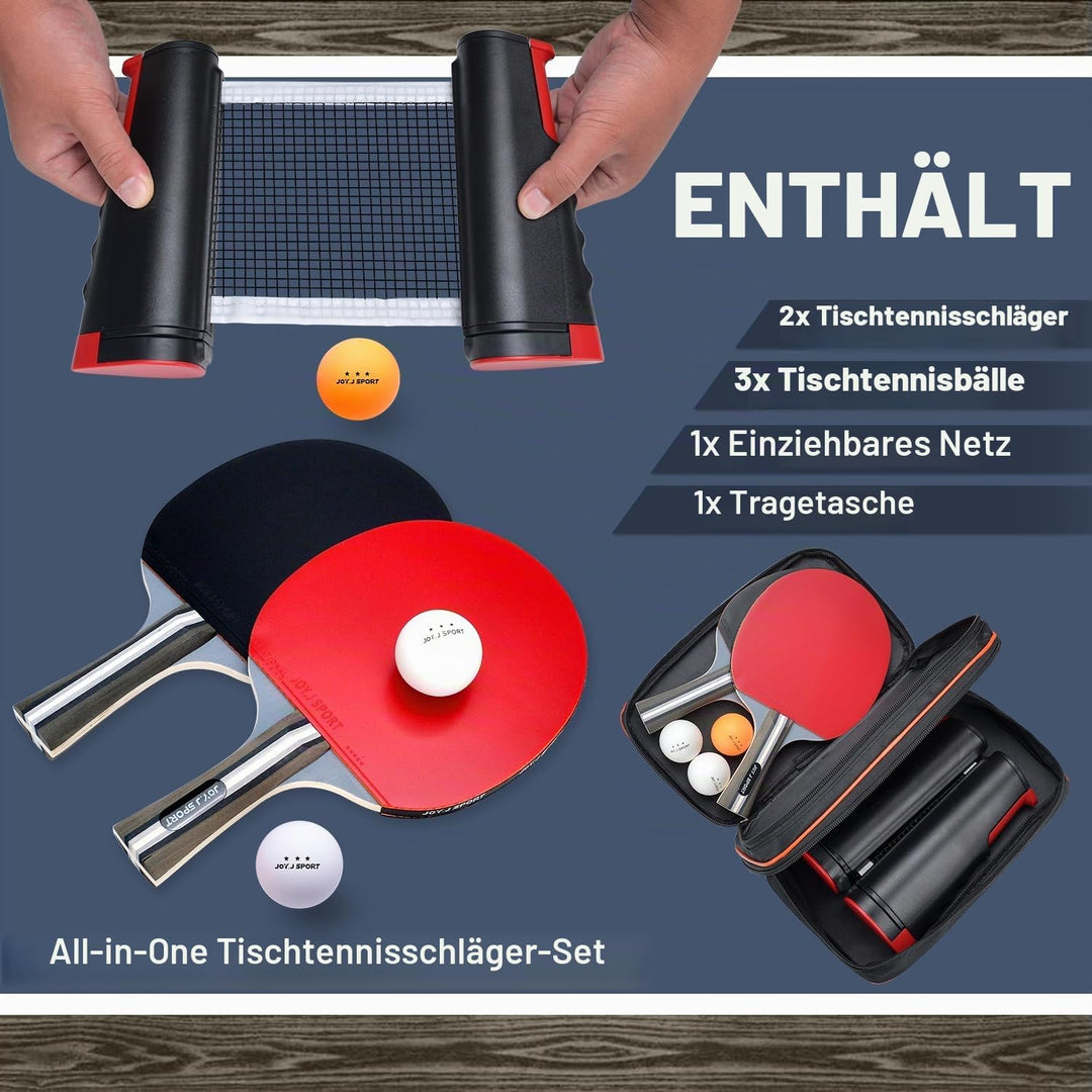 Tischtennisschläger Tischtennis Set mit Tischtennisbälle, Pingpong Set für Kinder Anfänger, Familien