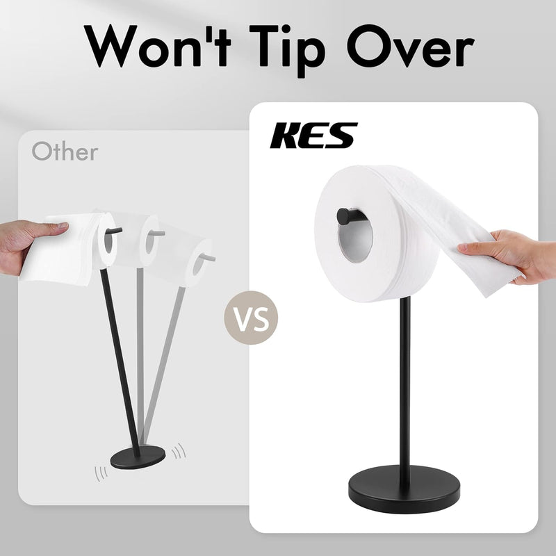 KES Toilettenpapierhalter Stehend Mit Gewichteter Basis, Klopapierhalter Freistehend, Klorollenhalte