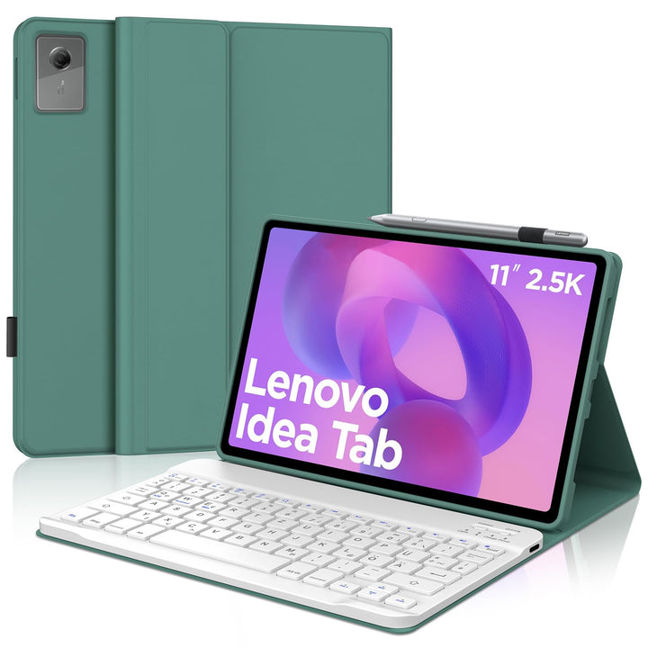 Für Lenovo Idea Tab &amp; K11 Gen 2 11" Hülle mit Tastatur QWERTZ Dunkelgrün Idea Tab 11" (2025) TB336FU