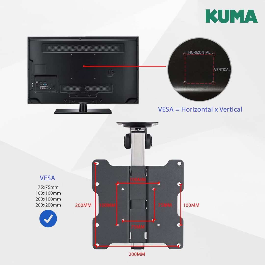 KUMA TV Halterung – Tilt Swivel Down VESA Halterung für Kurven- und Flachbildfernseher – Universal F