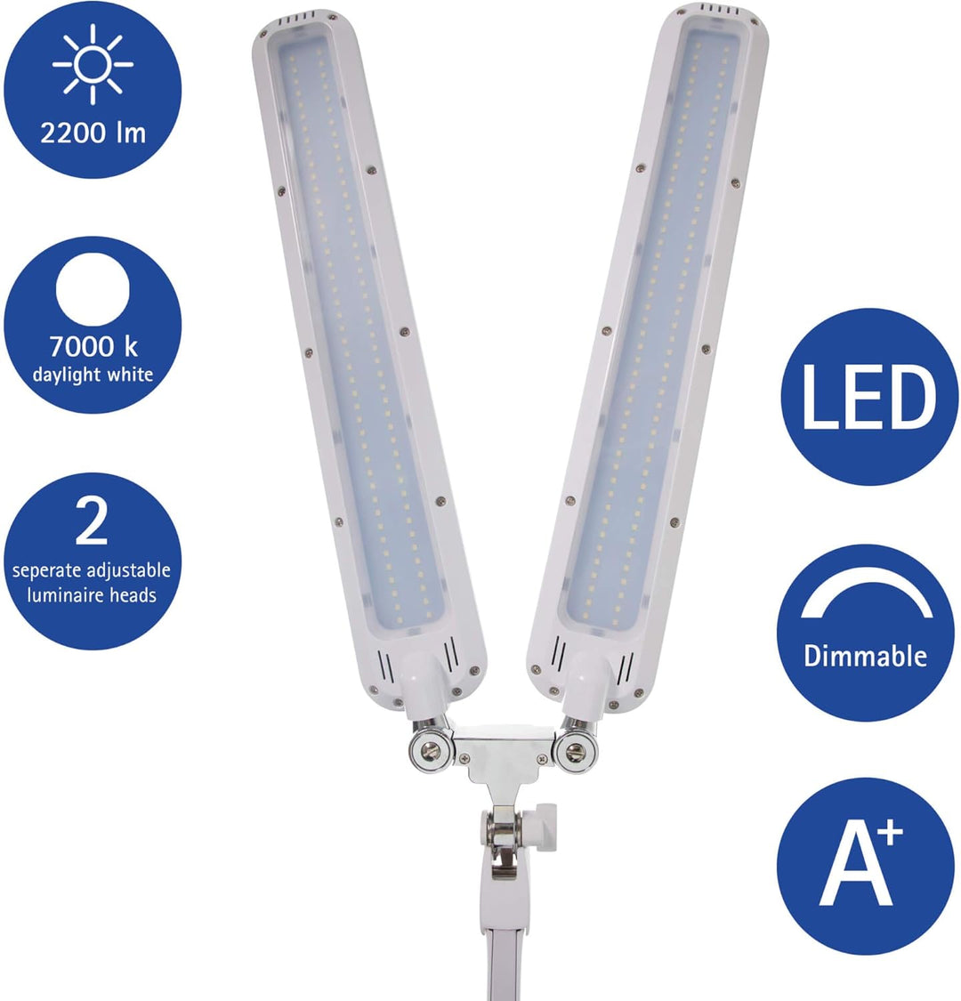 MAUL LED Arbeitsleuchte MAULcraft duo | Dimmbare Klemmlampe mit 6.500 Kelvin | LED Lampe mit 2 flexi