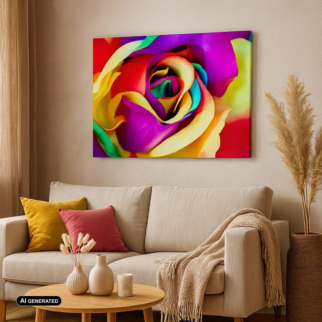Bilder auf Leinwand 100x70cm Leinwandbild mit Rahmen Blume Farbe Rose Gross Wanddeko Bild Schlafzimm