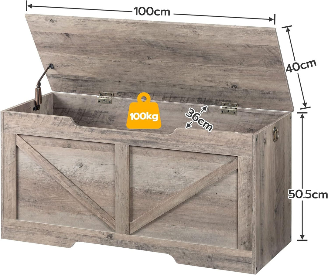 HOOBRO Truhen, Sitzbank mit Stauraum, Spielzeugkiste mit Deckel, Truhenbank, aufbewahrungsbox, 2 Rin