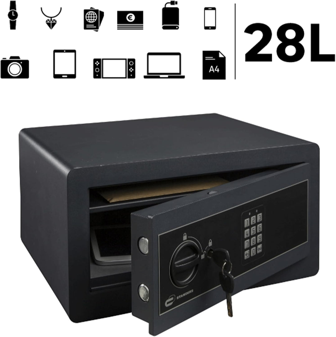 STANDERS - Elektronischer Safe - 28L - 35 x 44 x 23 cm - Wandtresor - Code-Safe - 2 Sicherheitsschlü