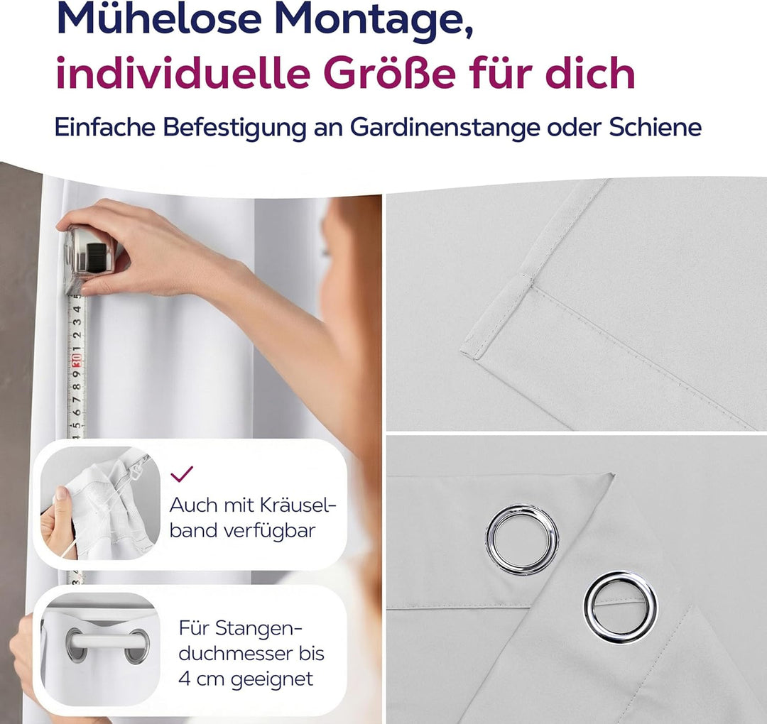 BEAUTEX Verdunkelungsgardine mit Ösen, Blackout Ösenschal Blickdicht abdunkelnd, Grösse und Farbe wä