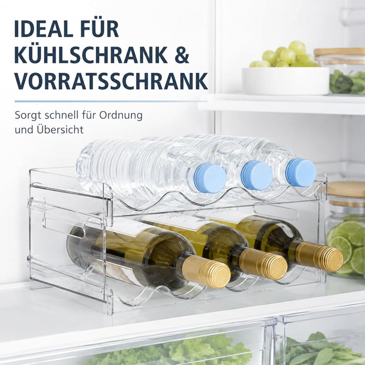 URMONA Stapelbarer Flaschenhalter 2 Ebenen, Flaschenregal für 6 Flaschen | Wein Organizer, Halter fü