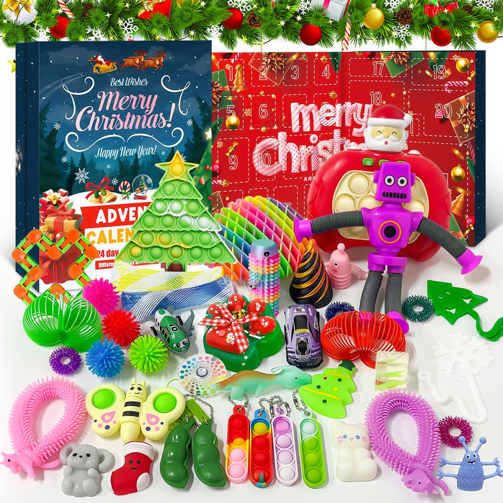 Fidget Toys Adventskalender 2025, 24 Tage Weihnachts Countdown Kalender, Fidget Advent Calendar mit