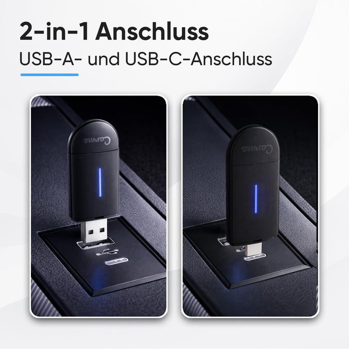 CarMe CarPlay Wireless Adapter & Android Auto Wireless Adapter - Mini USB 2-in-1 Auto Dongle - Wande